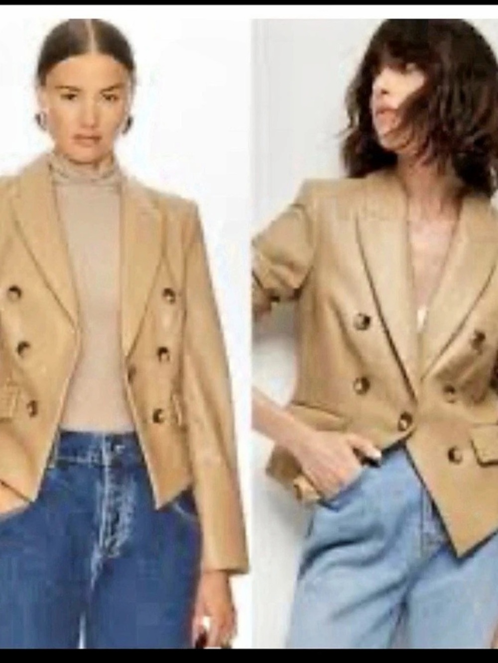 Veronica Beard Cooke Faux Leather Dickey Jacket in Khaki